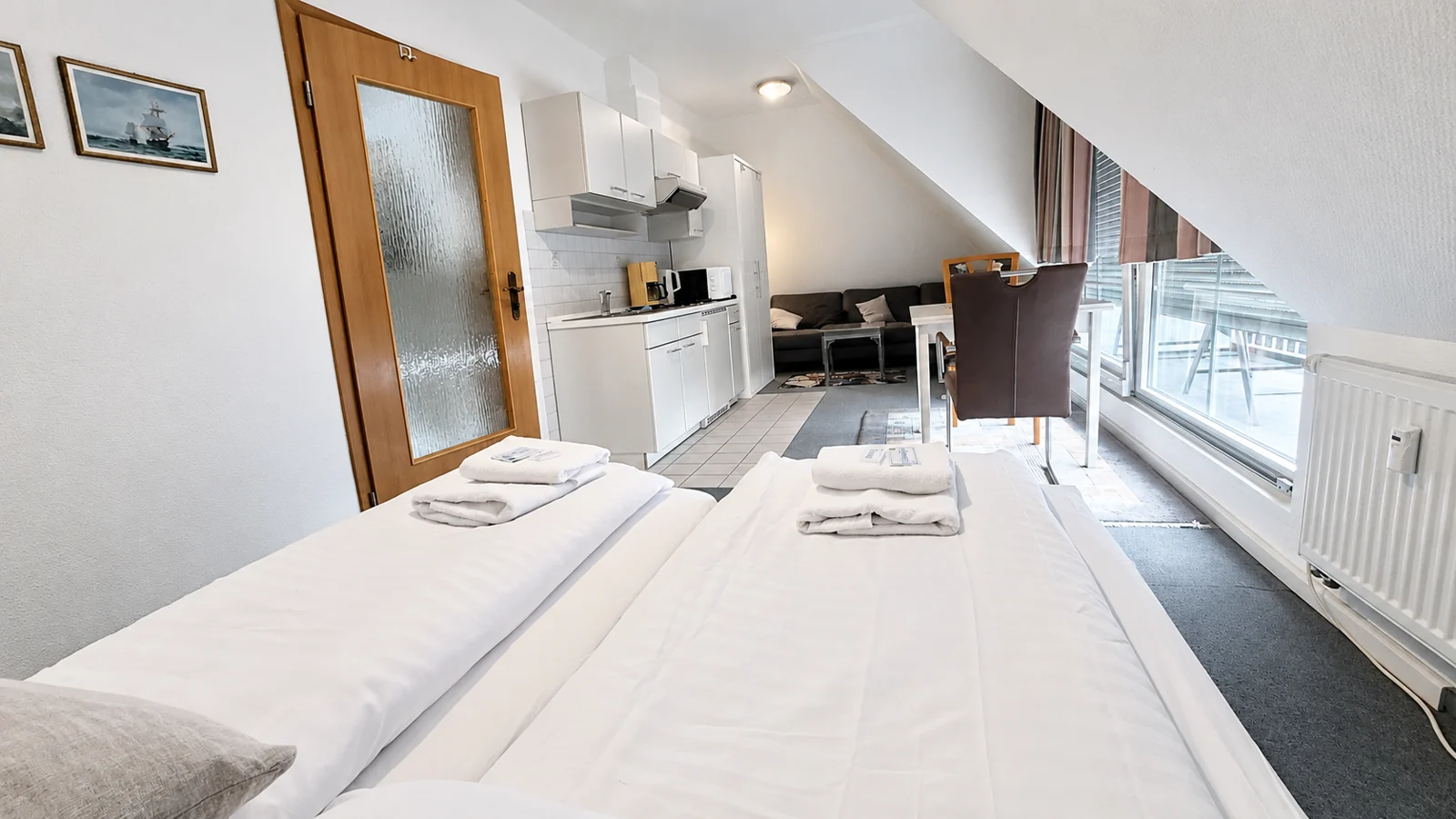 Zona de dormitorio del apartamento vacacional Duhnen