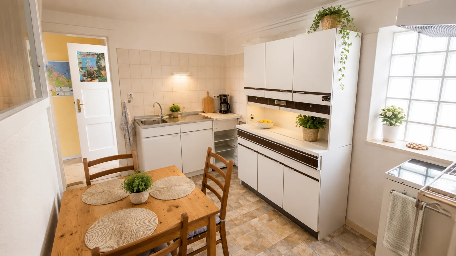 Cocina con comedor en el apartamento del centro de Cuxhaven