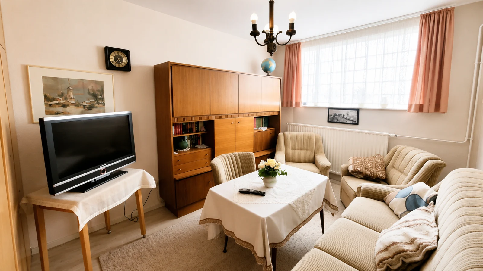 Sala de estar del apartamento vacacional del centro de Cuxhaven